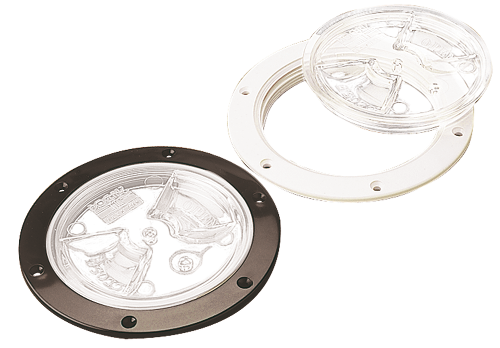 Sea Dog 337161-1 Sea-Dog White Screw Out Deck Plate w/Clear Cover, 6-1/2"