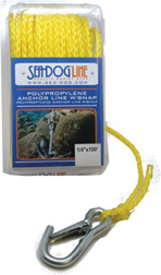 Sea Dog 304210100YW-1 Hollow Braid Poly-Pro Anchor Line With Steel Snap