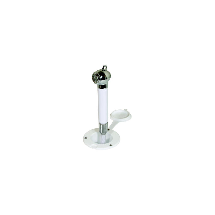 Scandvik 10298 Recessed Transom Shower White w/ 13' Nylon Hose, Horizontal Mount Only