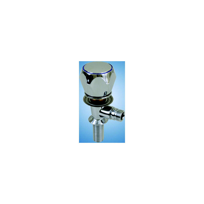 Scandvik 10091P Chrome Plated Brass Compact Cold Tap, For Shower Control, Chrome Plastic Knob, Bulkhead or Counter Mount