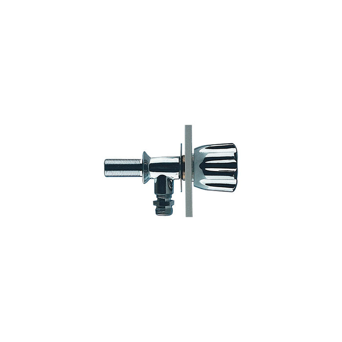 Scandvik 10091P Chrome Plated Brass Compact Cold Tap, For Shower Control, Chrome Plastic Knob, Bulkhead or Counter Mount