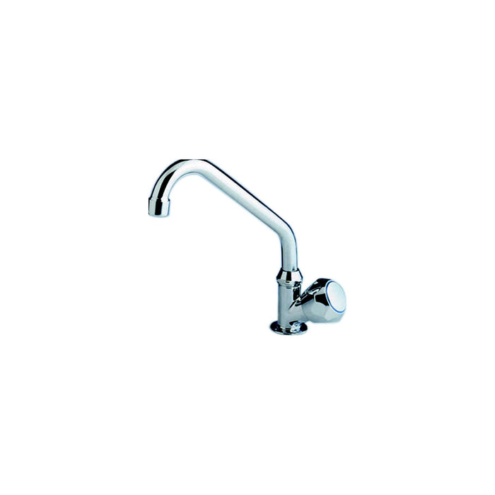 Scandvik 10169P Standard Cold Water Tap w/ Double Bend Swivel Spout, Standard Knob