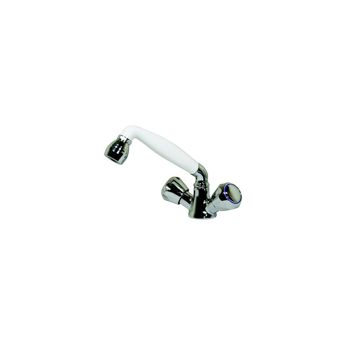 Scandvik 46000P Standard Combo Pull-Out Faucet/Shower, White Handle with 5' White Nylon Hose, No Conservation Valve
