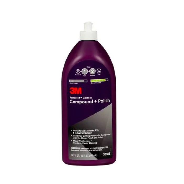 3M 30344 Perfect-It Gelcoat Compound + Polish, Quart