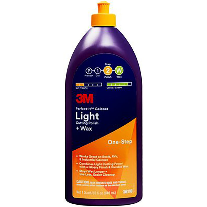 3M 36110 Perfect-It Gelcoat Light Cutting Compound/Wax, Qt.