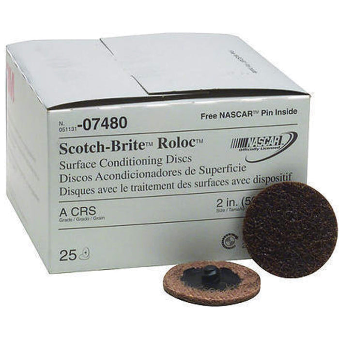 3M 07480 Roloc 2" Coarse (80-100) Brown Surface Conditioning Disc 25 per Box