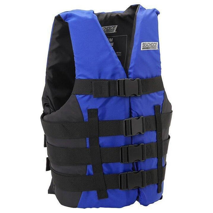 Seachoice 85343 Ski Vest 4 Belt Blue, S/M