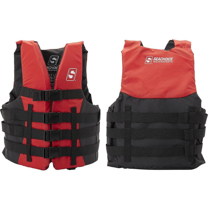 Seachoice 85383 Ski Vest 4 Belt Red, S/M