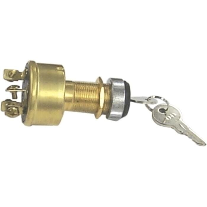Sierra MP39070 Conventional 4 Position 1" Brass 4 Screw Terminal 12V 15 Amp, Ignition Starter Switch