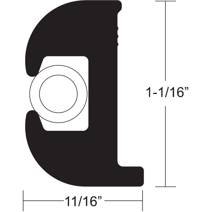 Kit de riel para frotar de vinilo Taco Flex - Negro con inserto blanco - 50' - 1-1/16" X 11/16"