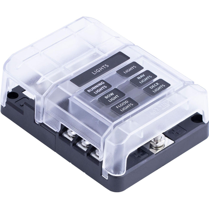 Sierra FS40830 408 Series Fuse Block W/bus Bar & Cover, 6-Gang