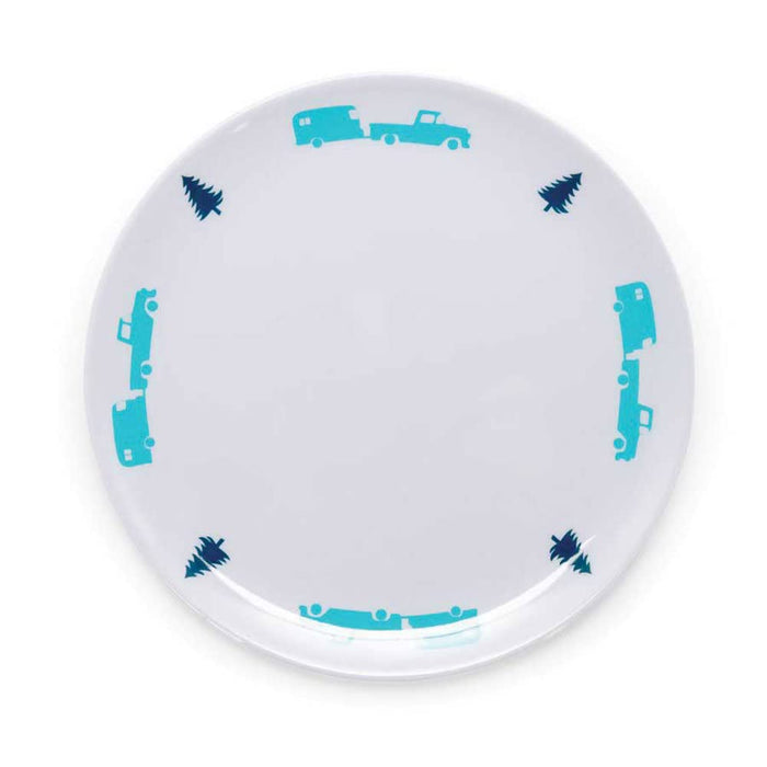 Camco 53226 Melamine Dishware, Blue Tree & Truck Pattern, 7-3/4" Salad Plate