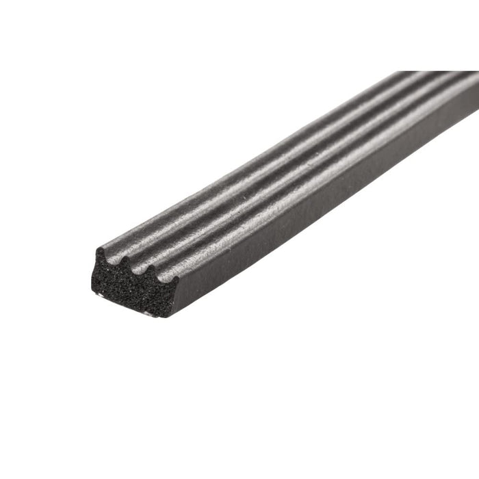 JR Products 06-30145 Ribbed Style EPDM Sponge Rubber Seal, 50'