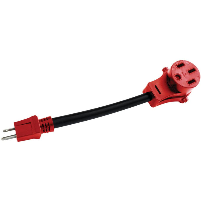 Valterra A10-1550VP Dogbone Style Mighty Cord 15 Amp Male to 50 Amp Female 12", RV Adapter Cord
