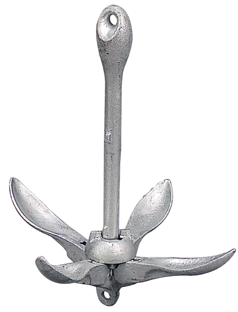 Sea Dog 318007 Folding Grapnel Anchor 7 lbs, 5'-16' Boats, 5/16"x50' Line, 3/16"x7'-10' Chain