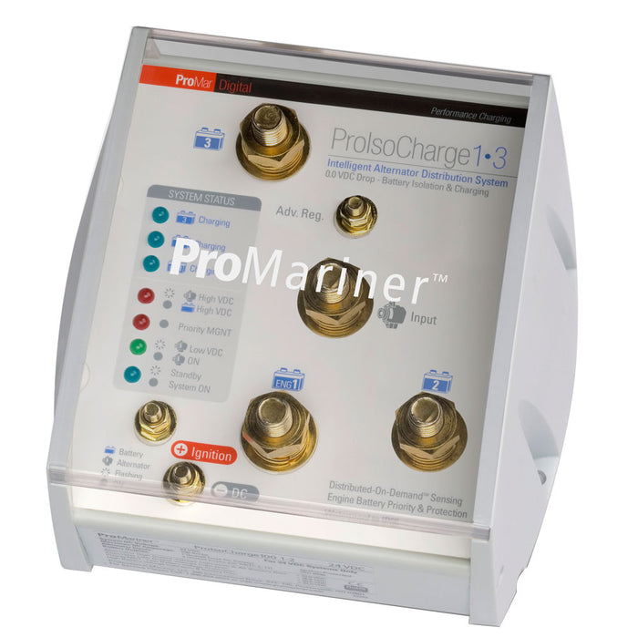 Aislador de batería ProMariner ProIsoCharge de 120 A, 1 alternador, 3 baterías, 12 V