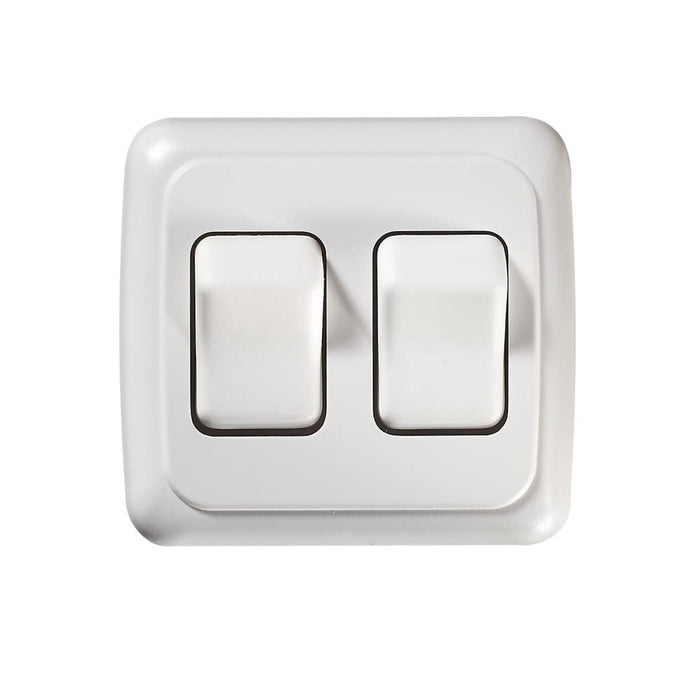 RV Designer S533 White Double On/Off Contoured RV Switch in Plate
