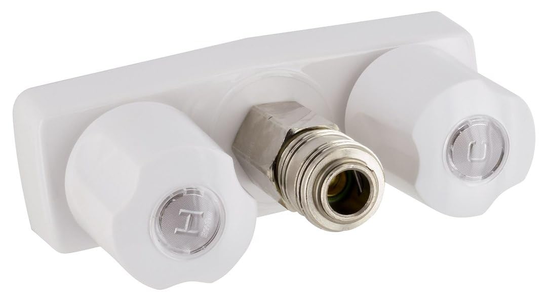 Valterra PF213246 Phoenix White Finish Two Handle RV Shower Faucet w/Quick, Connect Fitting