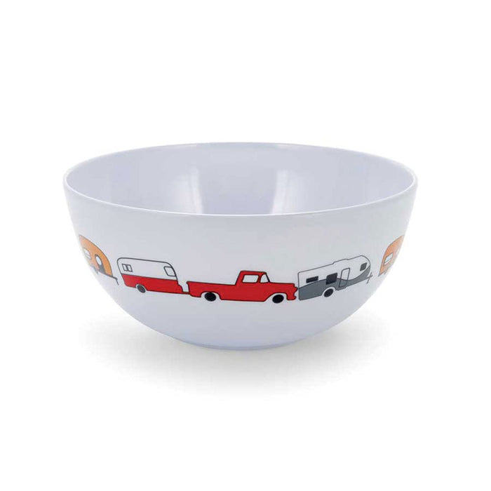 Camco 53222 Melamine Dishware, Multi-color RV & Truck Pattern, 6" Bowl