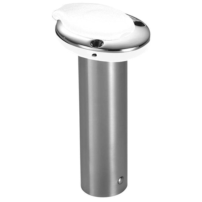 Attwood 66364W7 Rod Holder Flush Mount Stainless Steel 0 Degree White Open End