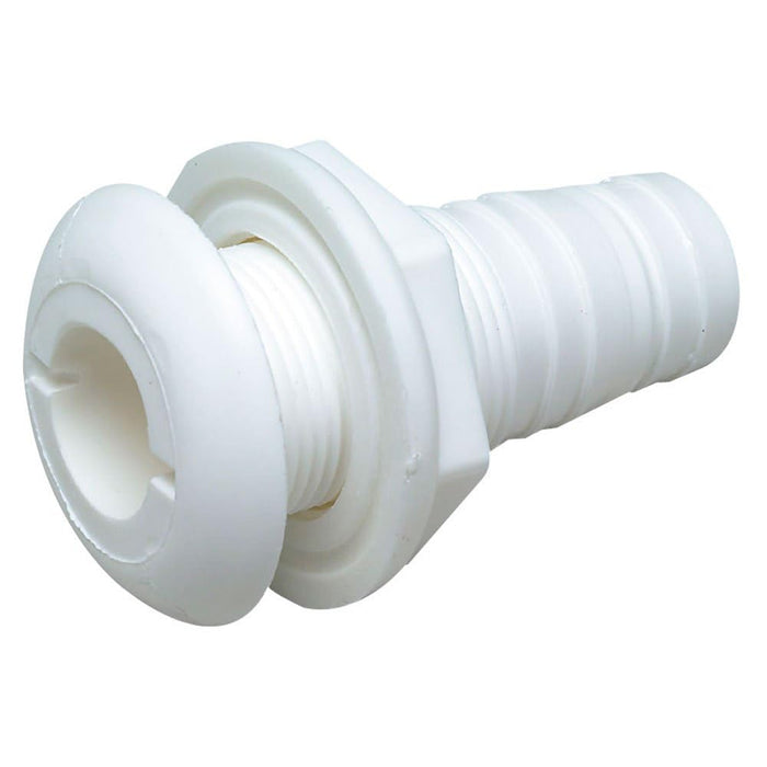 Seachoice 50-18071 Thru-Hull Connector w/ Broad Flange, Fits 1 In. ID Hose, 1-1/4 In. Max Hull