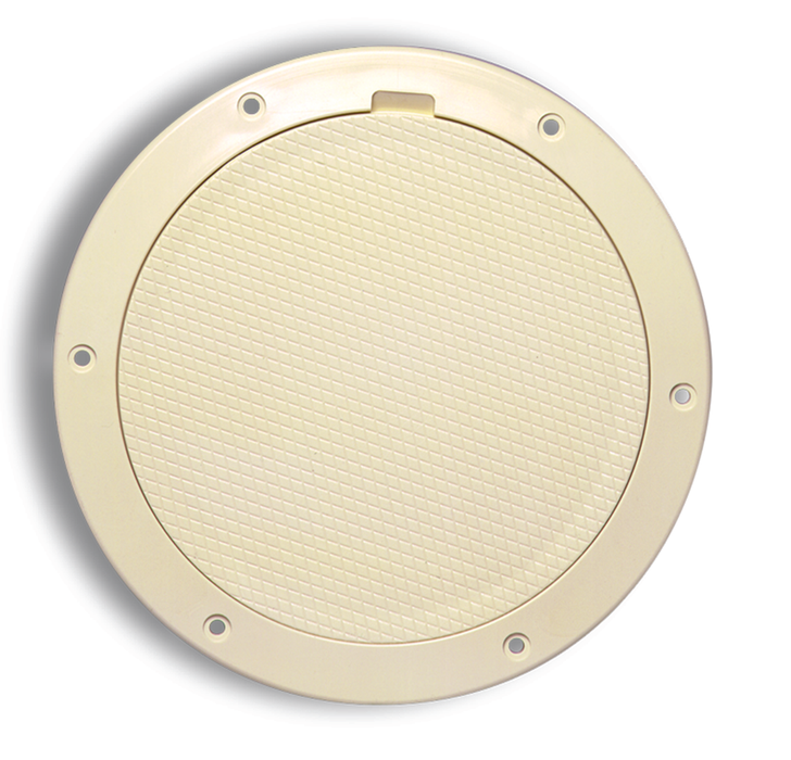 Beckson Marine DP85-W Pry-Out Deck Plate w/ Standard Trim Ring, Diamond Center