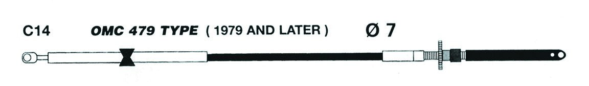 Uflex C14X12 UFLEX C4 Johnson/Evinrude (OMC) After 1979 Engine Control Cable