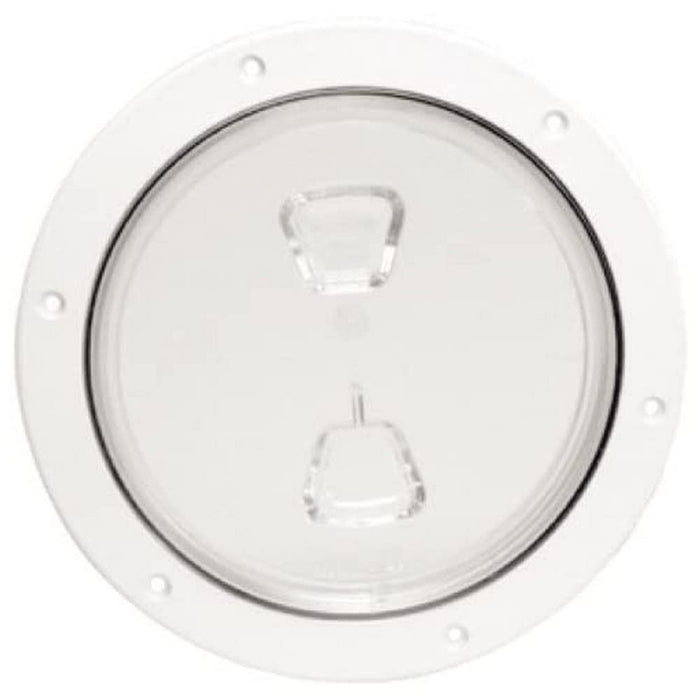 Beckson Marine DP82-W Screw Out Deck Plate w/ Standard Trim Ring, Dimple Center