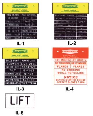 Bernard Engraving IL-03 Pressure-Sensitive Identi-Label Sets, Bass Boat Labels