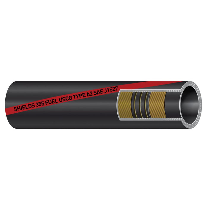 Shield 16-355-1124 Shields Marine Type A2 Series 355 Fuel Fill Hose, 1.5" ID & 1-57/64" OD