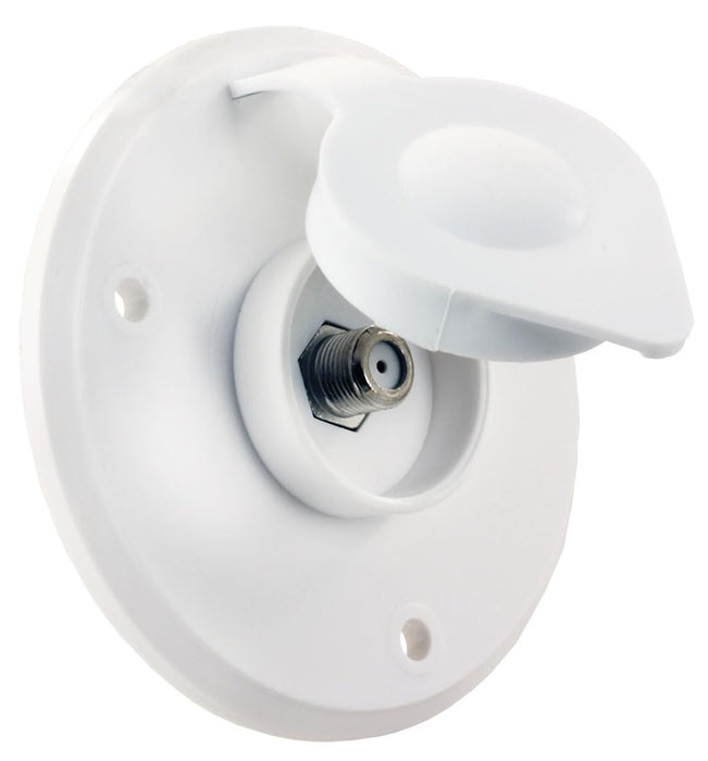 B&B Molders 94320 Cable TV Plate, Polar White w/Button Cover
