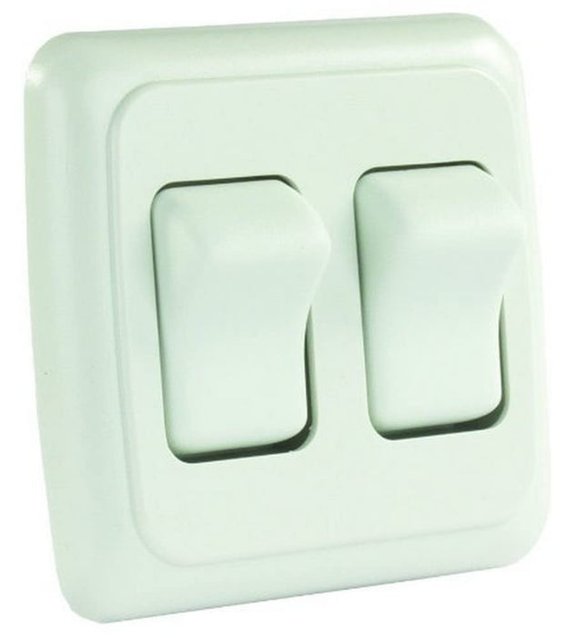JR Products 12015 Double RV Rocker Switch Assembly with Bezel