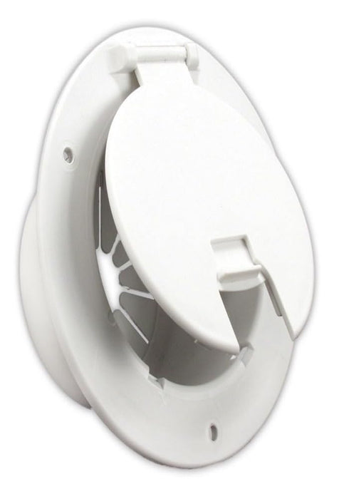 B&B Molders 94329 Deluxe Round Electric Cable Hatch, 5-1/8" Polar White
