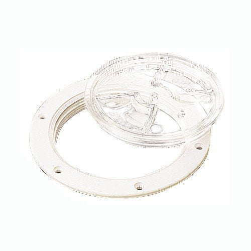 Sea Dog 337161-1 Sea-Dog White Screw Out Deck Plate w/Clear Cover, 6-1/2"