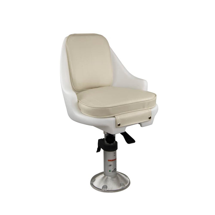 Springfield 1060100 Newport Manual Economy Chair, White, Includes Seat w/ Cushions, Pedestal, Mounting Plate, Swivel