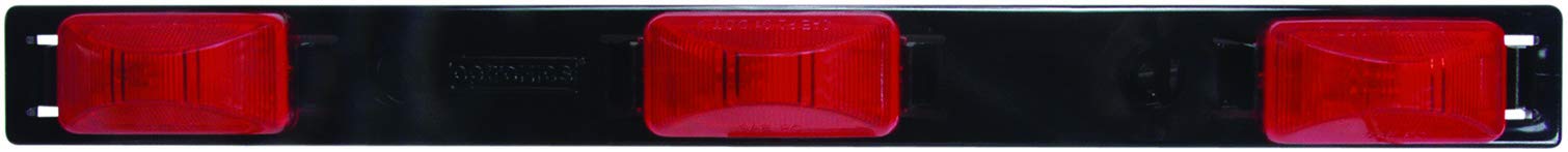 Optronics MC93RK Pre-Wired Identification Light Bar, Waterproof 3 Piece Red Marker Lights & Black ABS Base