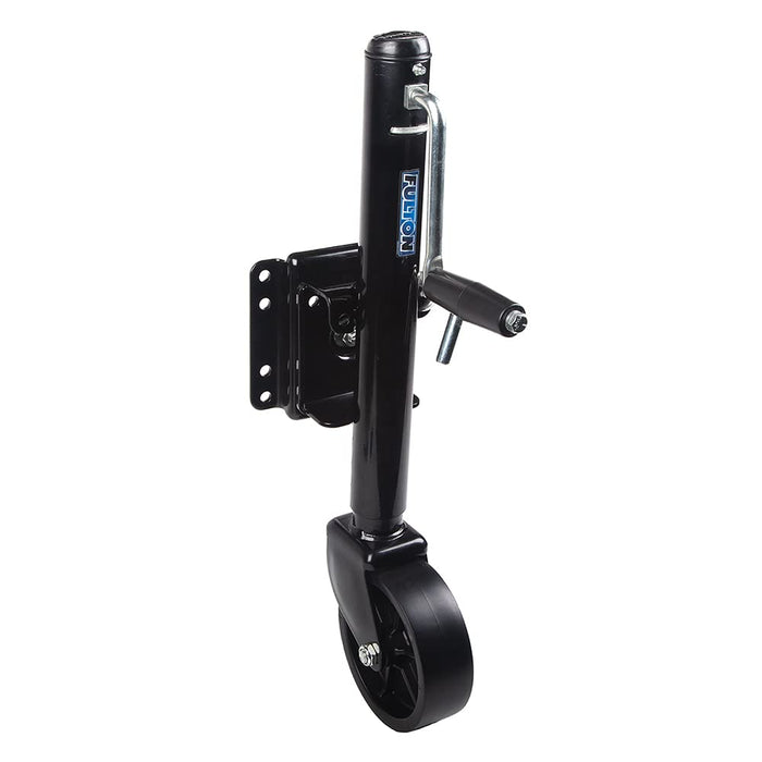 Fulton XP15 0126 12" Travel 1, 500 lb Max Load Bolt Thru Swivel Jack w/ 8" Wheel, Black