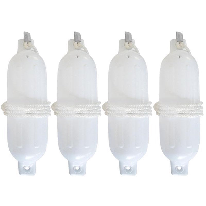 Seachoice DE78161S Twin Eye Ribbed Fender Kit, White, includes 4ea 4.5" x 16" Fenders and 4 Matching Fender Lines