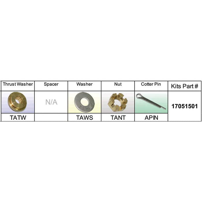 Solas Propeller 17051501 Solas Fixed Hub Prop Hardware Kit Nissan/Tohatsu, Type A