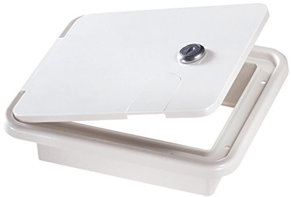 RV Designer B150 White Rectangular Locking RV Cable Hatch 7.6" x 6.5" x 2"