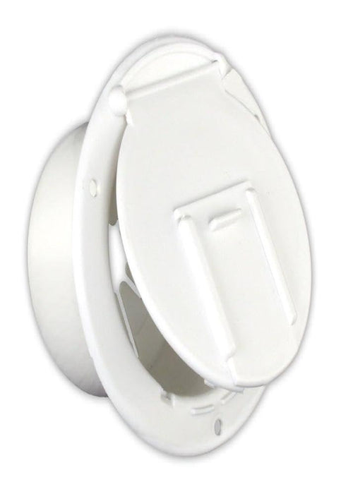 B&B Molders 94328 Round Electric Cable Hatch w/Back, 4-5/8" Polar White