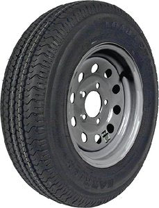 Loadstar Tires 31201 Bias Tire & Wheel (Rim) Asm KR25 ST145/R-12 5-Hole 8 Ply, Silver, Modular