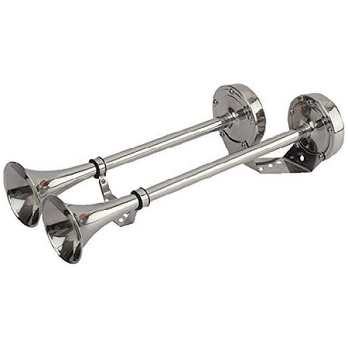 Sea Dog 431540-1 SeaDog Maxblast 5 Amp 123 DB 24V Dual 18-1/4" Trumpet Horn, Stainless & Molded Motor Housing