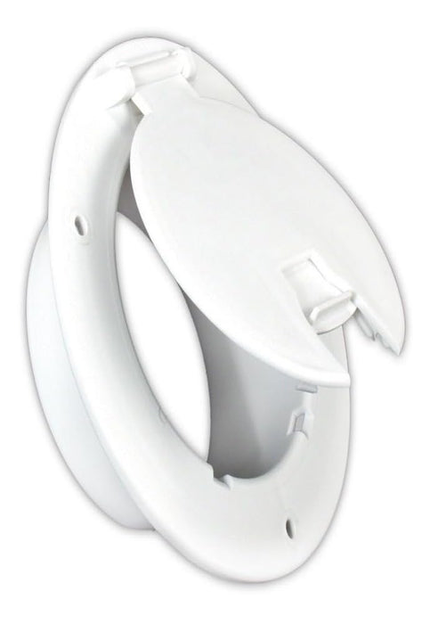 B&B Molders 94331 Round Electric Cable Hatch w/o Back, 5-1/8" Polar White