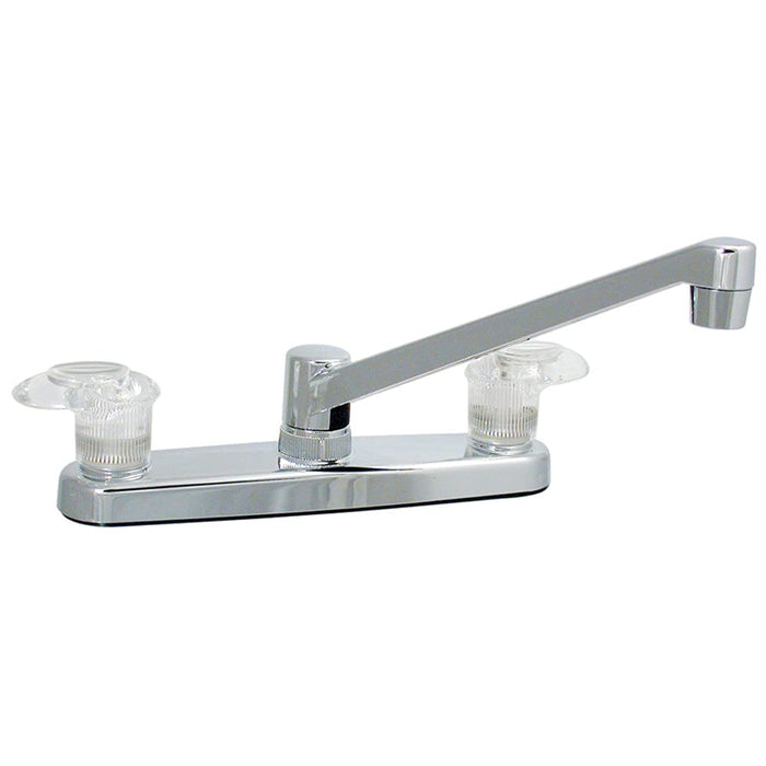 Valterra PF221301 Catalina Chrome Finish Two Handle 8" RV Kitchen Faucet w/, Clear Acrylic Knobs
