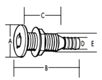 TH Marine TH-752XL-DP T-H Marine Straight Extra Long Thru-Hull Fitting for Hose, White
