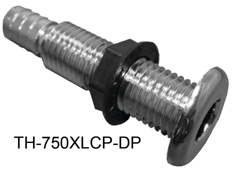 TH Marine TH-750-DP Thru Hull 3/4 Straight Black