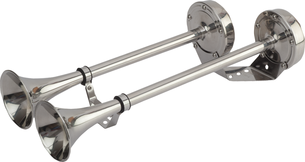Sea Dog 431540-1 SeaDog Maxblast 5 Amp 123 DB 24V Dual 18-1/4" Trumpet Horn, Stainless & Molded Motor Housing