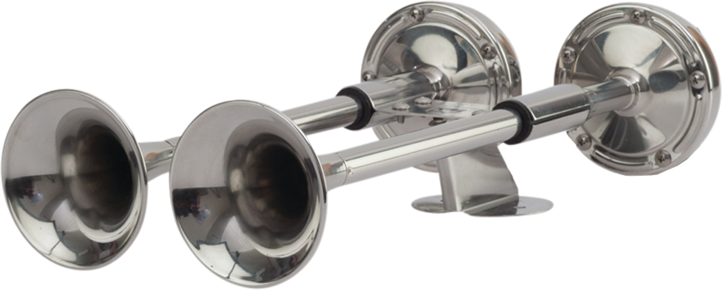 Sea Dog 431620-1 SeaDog Compact 7 Amp 112 DB 12V Dual 16" Trumpet Horn, Stamped 304 Stainless