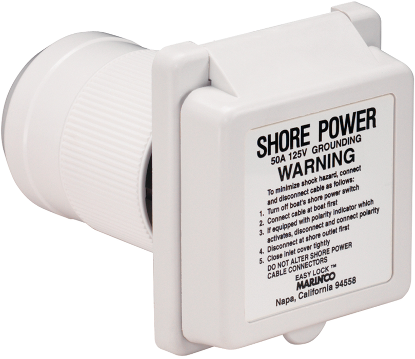 Marinco 6351EL-B 50 Amp 125V Power Inlet With Stainless Steel Trim